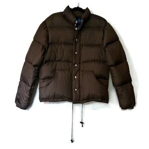 True Religion Brown Hooded Puffer Jacket Coat, Size Large